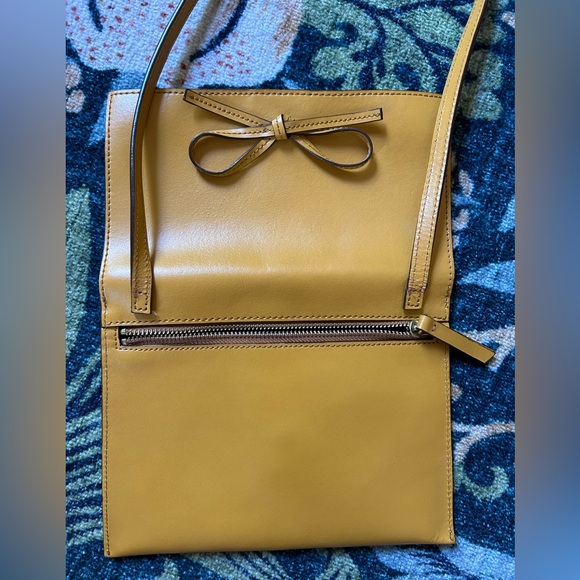Yellow Bow Accent Leather Crossbody Bag - Picture 3 of 7